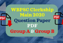 WBPSC Clerkship Main Question Paper