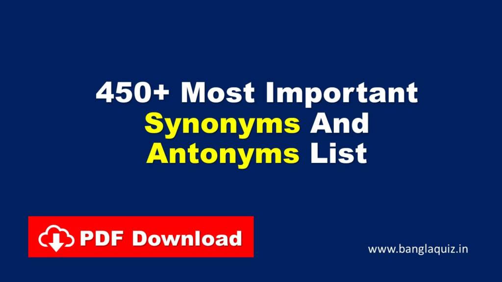 100 Most Important Synonyms And Antonyms Pdf