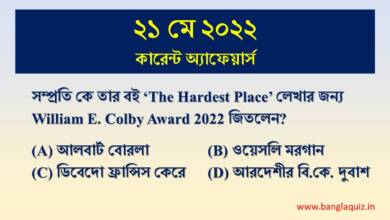 21st May Current Affairs Quiz 2022