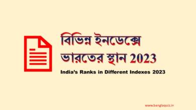 বিভিন্ন ইনডেক্সে ভারতের স্থান 2023