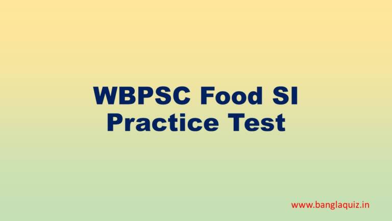 Wbpsc Food Si Practice Set Mock Test