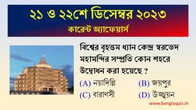 21st & 22nd December Current Affairs Quiz 2023